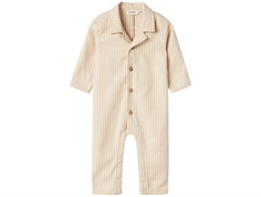 Lil Atelier turtledove striped loose sleepsuit
